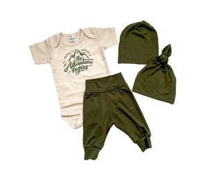 Jayden Olive Green Leggings +Adventure Shirt Set
