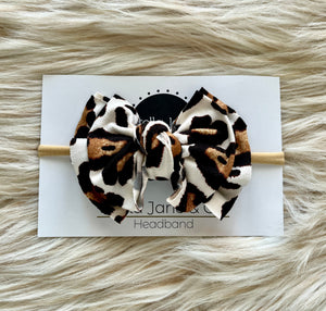 Ivy Leopard Modern Bow Nylon Headband