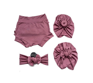 Vivian Mauve Shorties + Turban + Headband Set