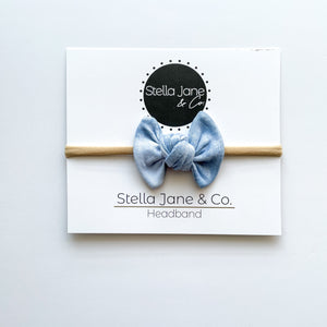 Sky Blue Tie  Dye Bow  on Nylon Headband