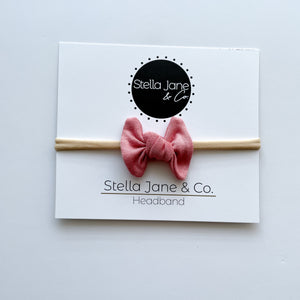 Dusty Rose  Bow  on Nylon Headband