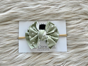 Hayden Sage Green Modern Bow Nylon Headband