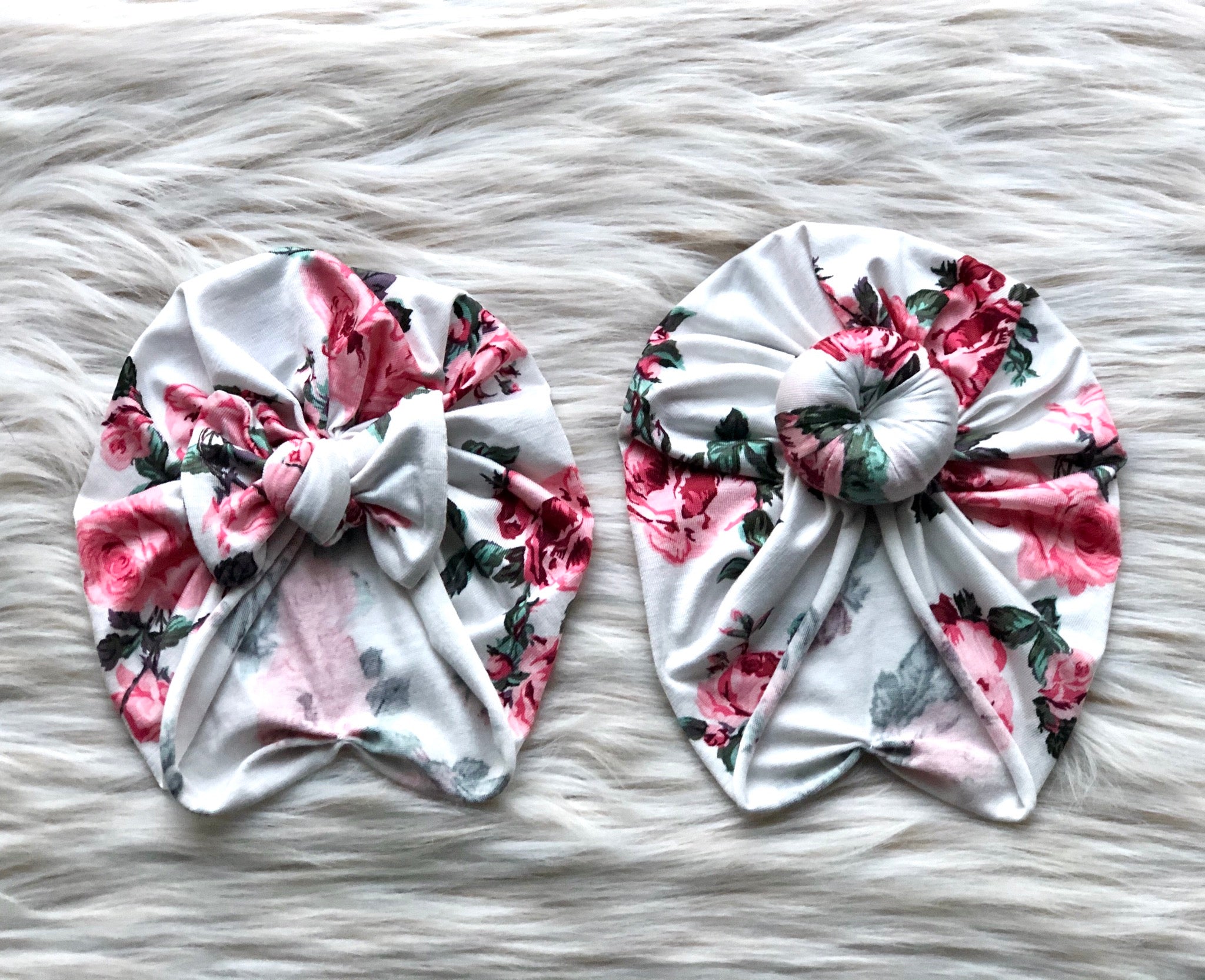 Anna Pink Floral  Swaddle + Turban Set