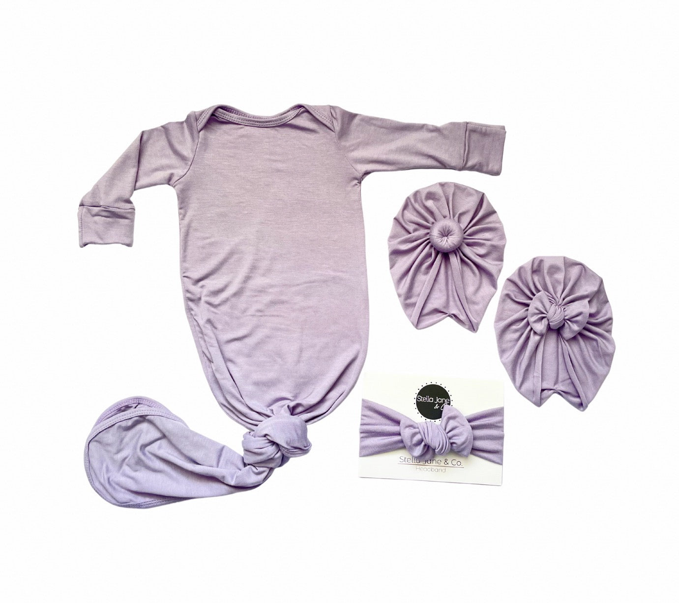 Lavender head band baby gown – HoneyBean