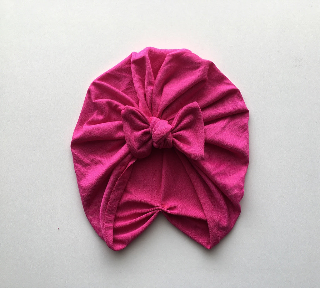 Fuchsia Pink Bow Turban