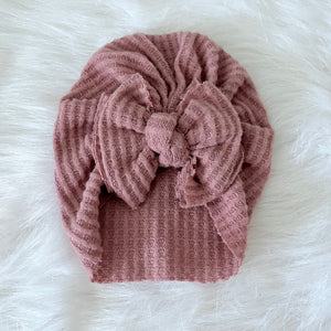 Blush Waffle Modern Bow Turban