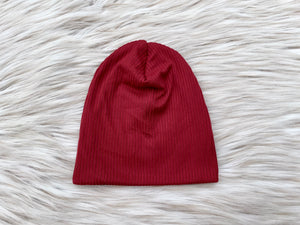 Layne Ribbed Red Slouchy Beanie