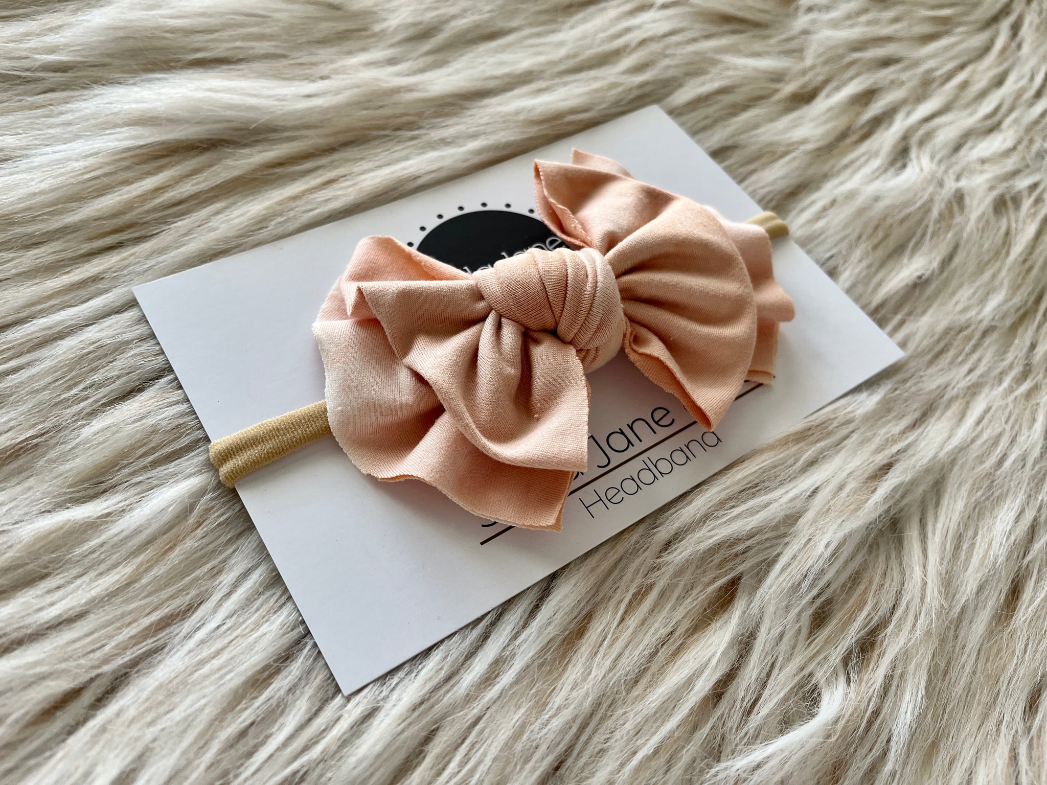 Blush Marble Modern Bow Nylon Headband