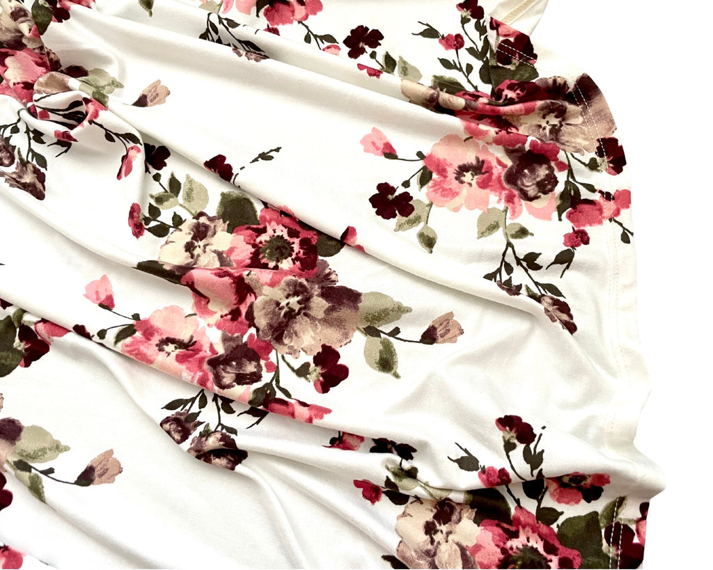 Morgan Wine and Pink Floral Swaddle