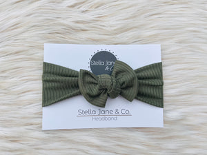 Max Ribbed Sage Green Headband