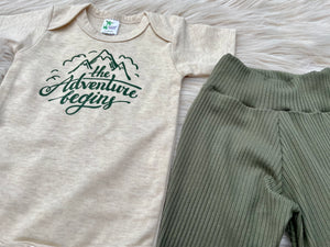 Max Ribbed Sage Green Leggings +Adventure Shirt Set