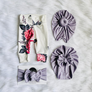 Clara Leggings + Dusty Lilac Turban + Headband Set