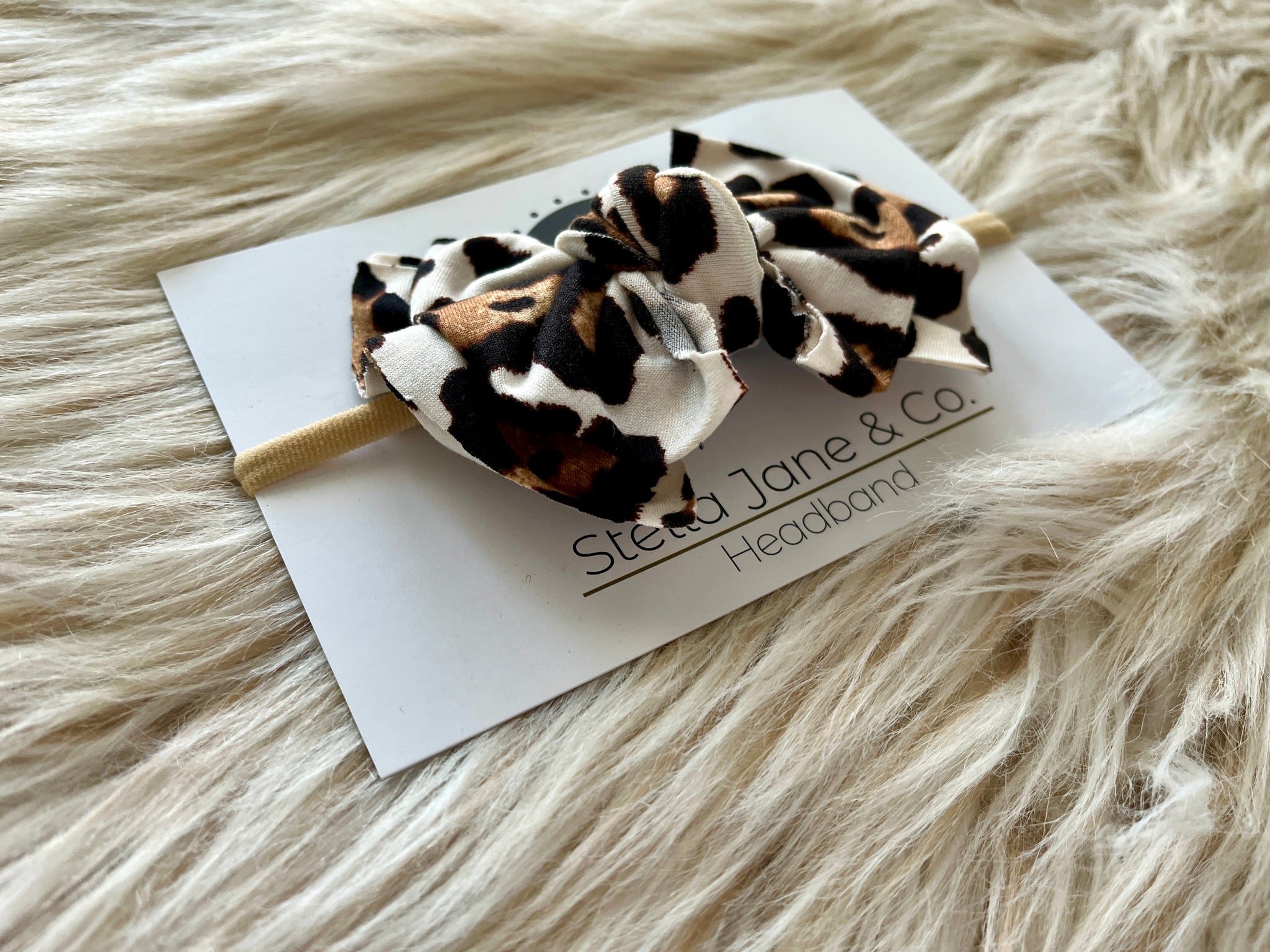 Ivy Leopard Modern Bow Nylon Headband