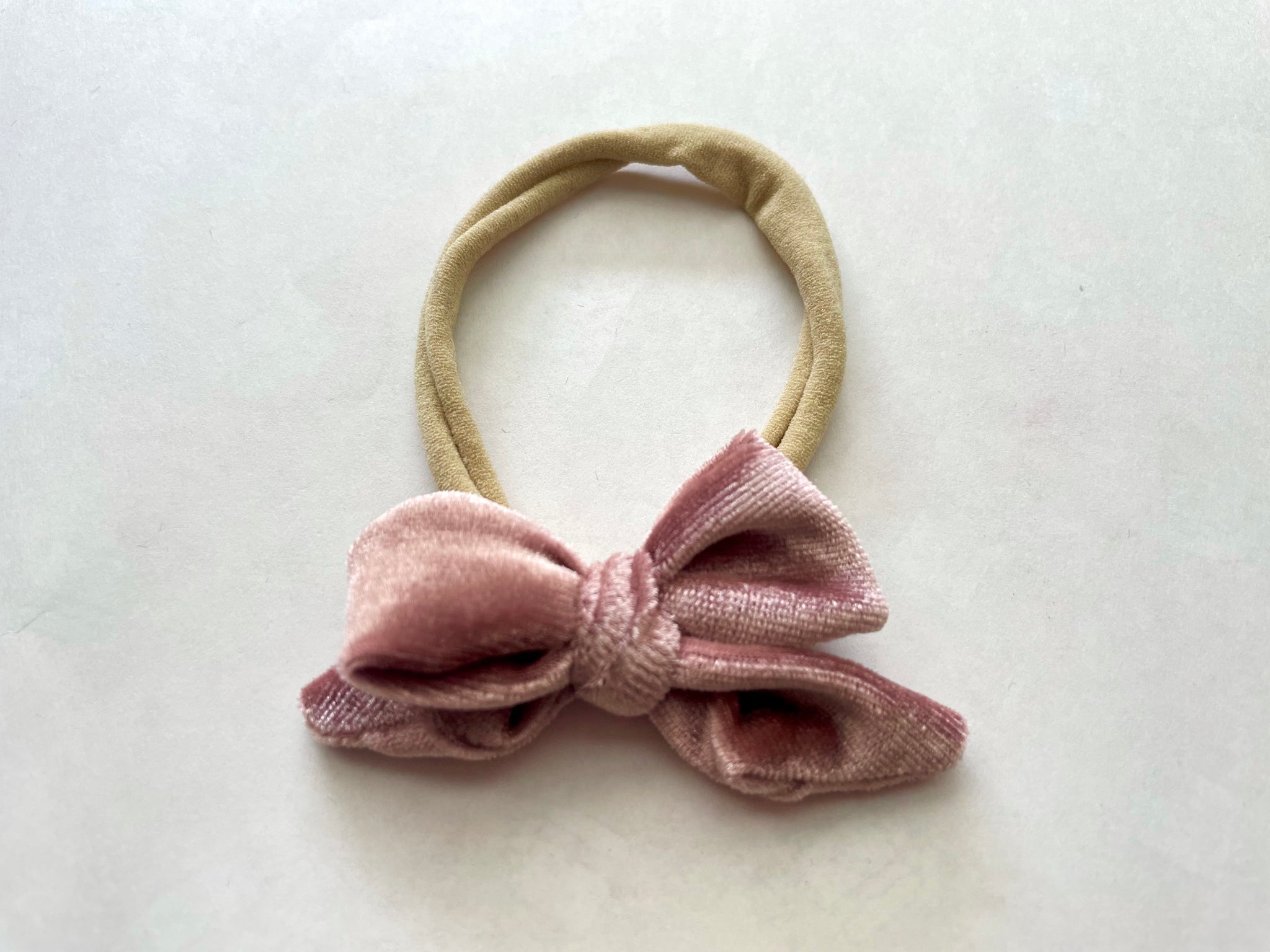 Blush Pink Velvet Nylon Headband