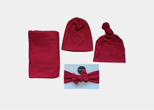 Layne Red Rib Swaddle Set