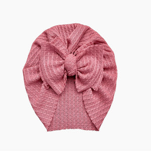 Dusty Rose Waffle Modern Bow Turban